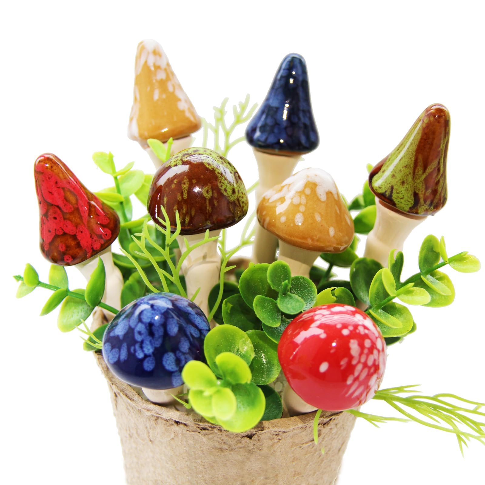 Poranlem Ceramic Mushrooms for Fairy Garden Decor 5.5