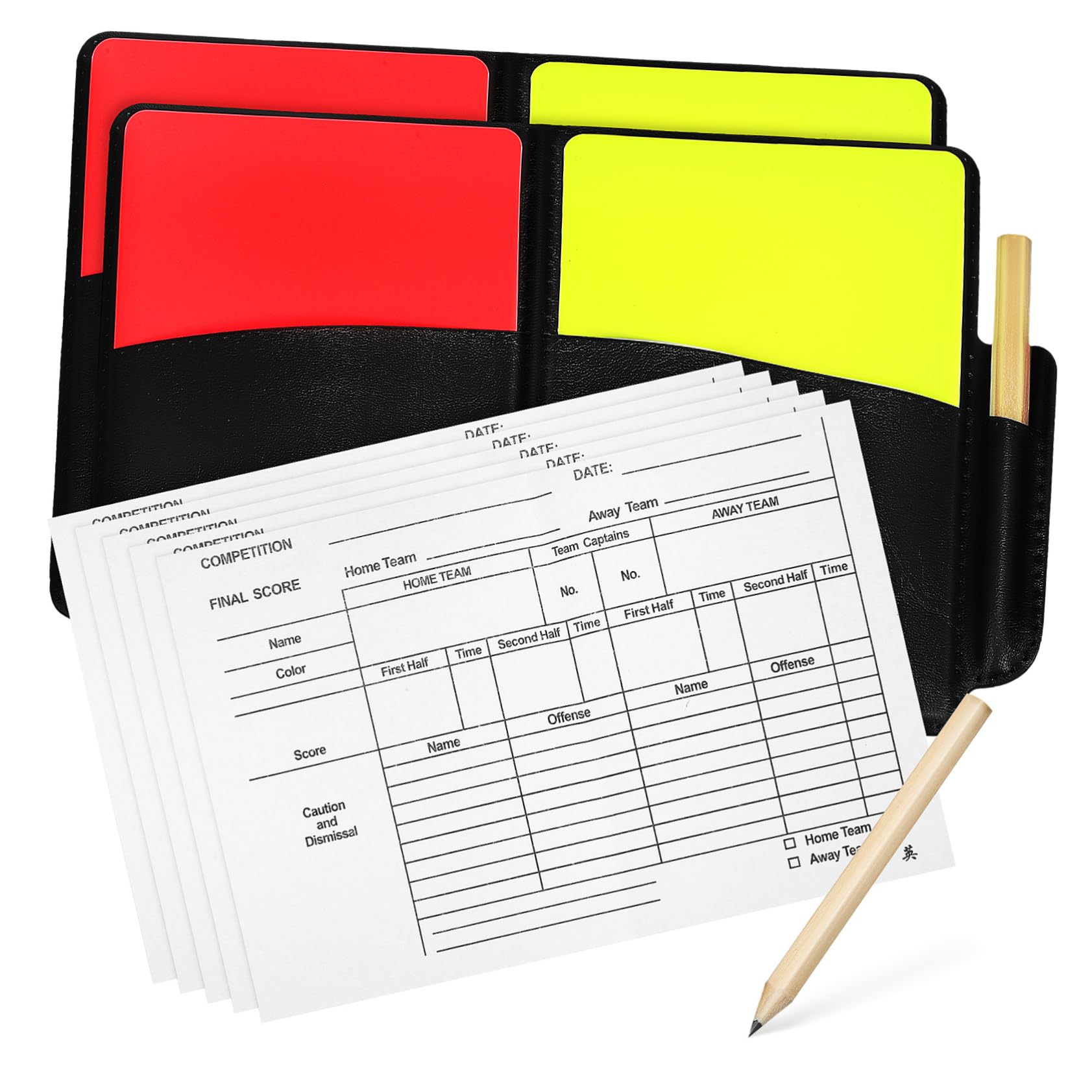 GOOHOCHY Red Yellow Soccer Cards Kit Professional Referee Supplies: Cards Score Sheets Pencil for Football Matches