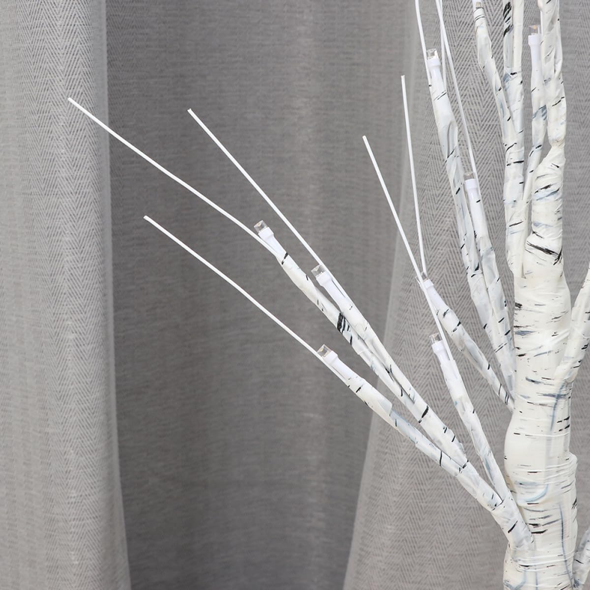 2pcs White Birch Tree Shaped Lamp with 24 LED Lights USB Powered Decorative Desktop Night Light Indoor Table Ornament for Home and Office Decor