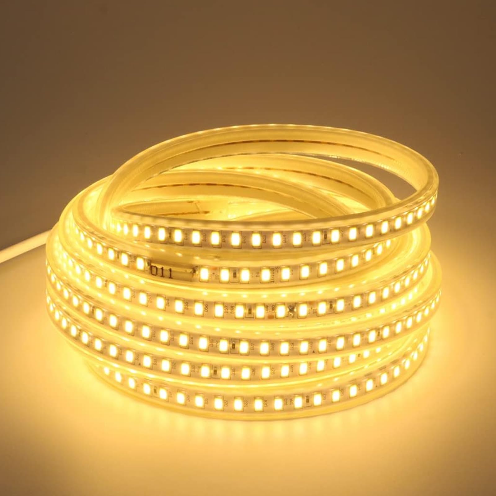 pcningled LED Strip Lights AC 110V 9.84 ft Warm White Outdoor LED Lights Waterproof 3m SMD 5730 120LEDs/m 3000K Cuttable Strip Lighting for Bedroom