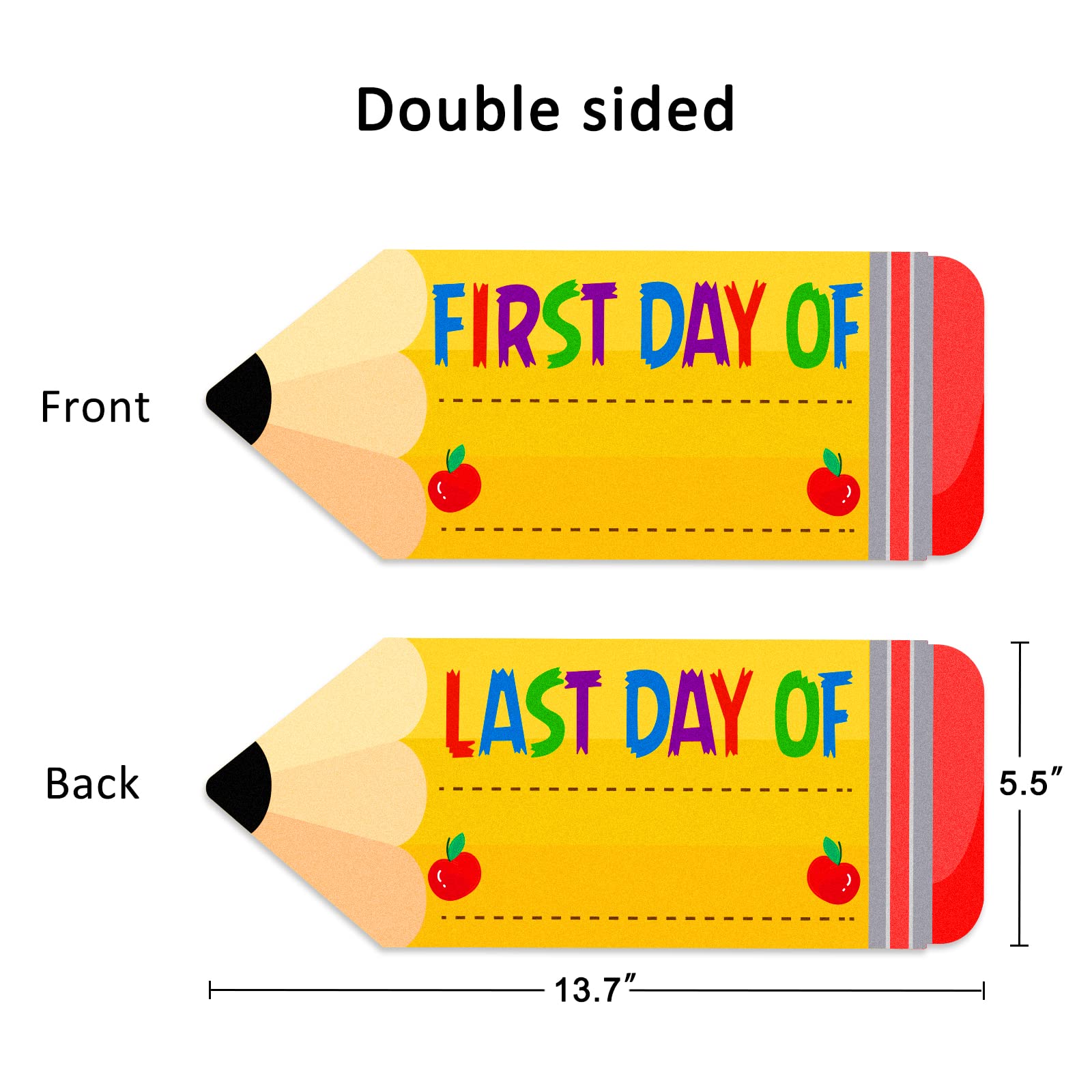 WaaHome Tablica "First & Last Day of School", 14 x 34,8 cm, dwustronna tablica na powrót do szkoły, prezent dla dzieci, dziewcząt, chłopców, na pierwszy dzień przedszkola, 1. klasa