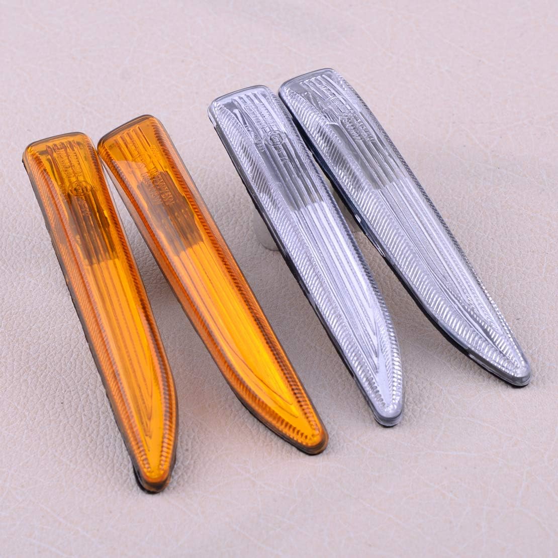 beler 2pcs Fender Side Marker Repeater Lights Turn Signal Lamps Fit For BMW E65 E66 745i 750i 760i 63137164757/63137164758 (without light bulb) WHITE