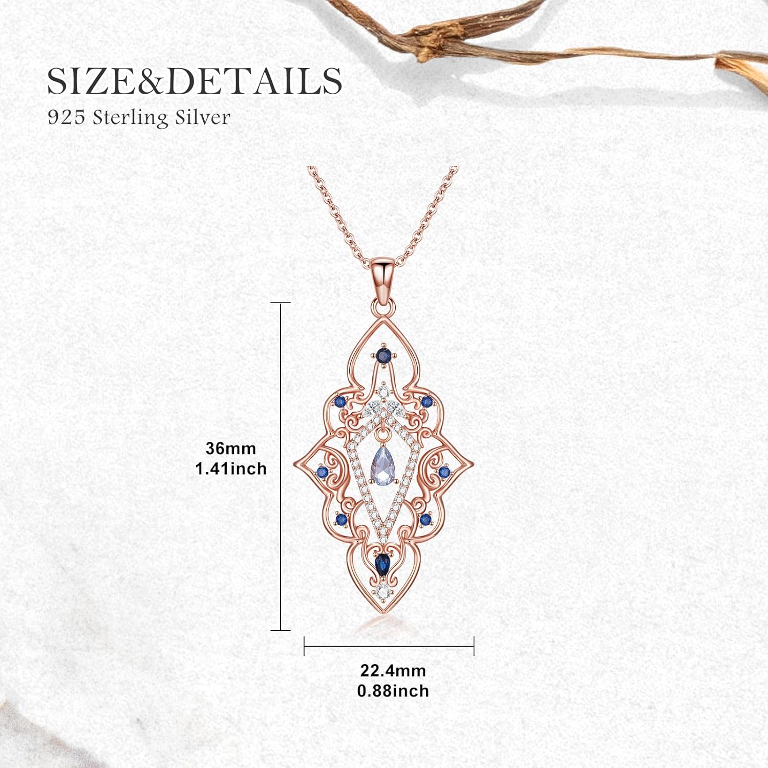 925 Sterling Silver Butterfly/Crescent/Witches Knot/Fleur-De-Lis/Thorny Crown Pendant Necklace Gold Plated Gemstone Birthday Gift for Wife Girlfriend Mom Daughter - Image 3