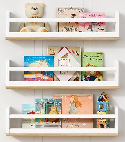 Miniatura 13 de Estantería de pared blanca para habitación de niños, estantes flotantes de 36 pulgadas de largo para habitación de bebé, estantes colgantes anchos