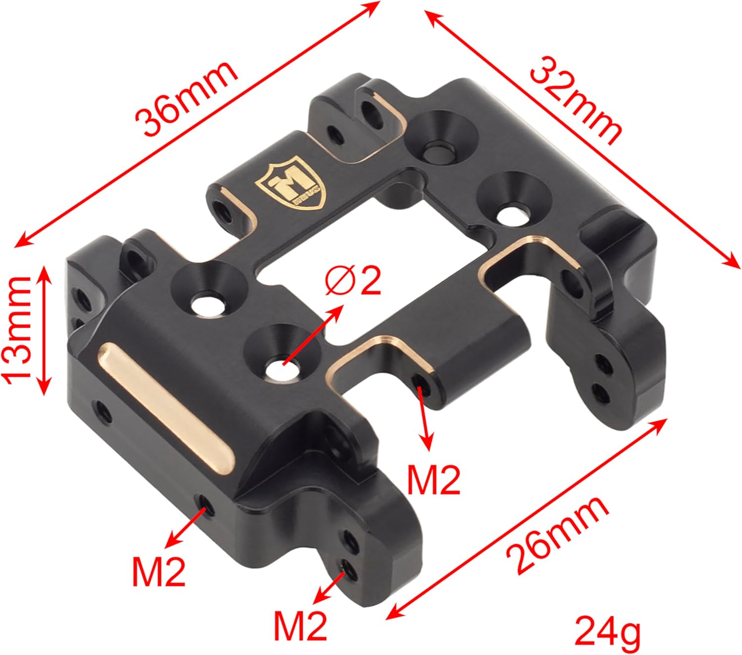MEUS RACING 23.9g Brass Skid Plate for Redcat Ascent-18 Upgrades 1/18 RC Crawler Parts