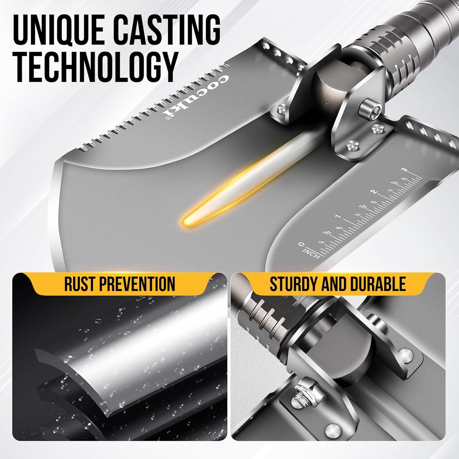 Outdoor Folding Camping Shovel Multitool Gear with High-Carbon Steel Adjustable Equipment for Men Outdoor Camping Hiking Surviving Emergency