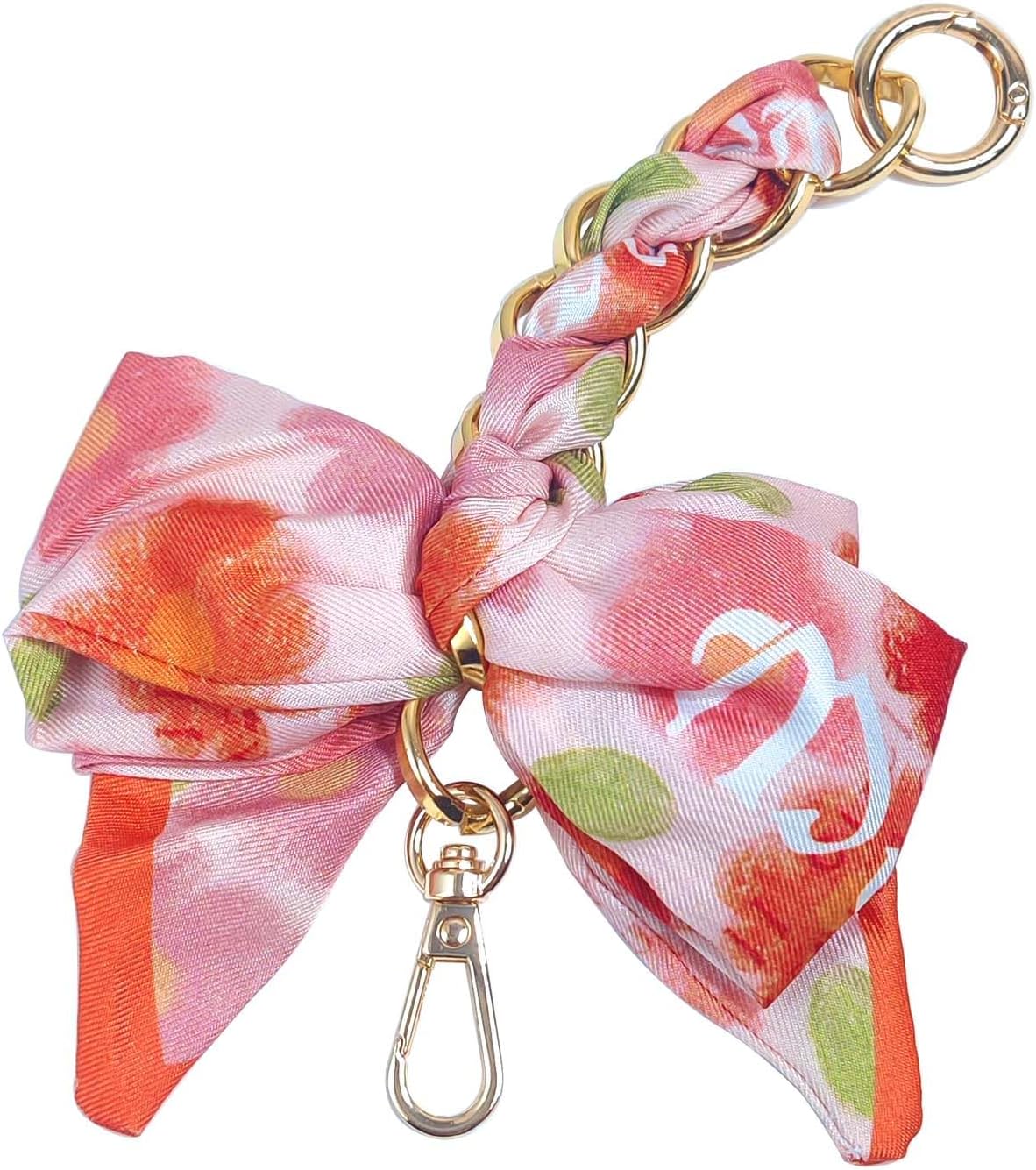 AGEN KGEN Women Bag Extender Chain Purse Strap Extenders Purse Chain Exquisite Silk Bowknot Scarf Decoration Replacement Chain for Handbags Purse Making Supplies (Red Flowers)