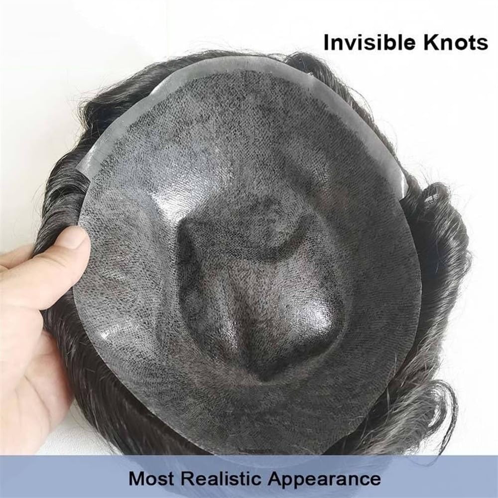 Parrucchino Uomo Protesi For Capelli Maschili Pelle Sottile Completa 0,1-0,12 Mm Base In PU Iniettata Toupee Da Uomo Durevole Pezzi Di Capelli Da Uomo Attaccatura Dei Capelli Naturale Unità Di Sistema - Foto 8