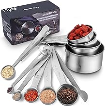 HAUSPROFI Stainless steel measuring cup and spoon.