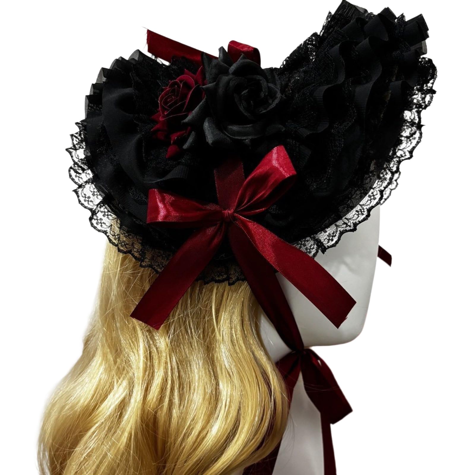 HGENAHGTF Woven Straw Bonnet Hat Adjustable Ribbon Necktie Hat for Theme Event Dressingup Roleplay Headwear for Masquerades Party Roleplay Headwear for Special Occasion