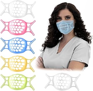 2021 Upgraded 3D Face Mask Bracket Mask Insert Easier Breathing Mask Spacer Silicone Mask Bracket Mask Frame Mask For Under Mask Assorted Color 6PC