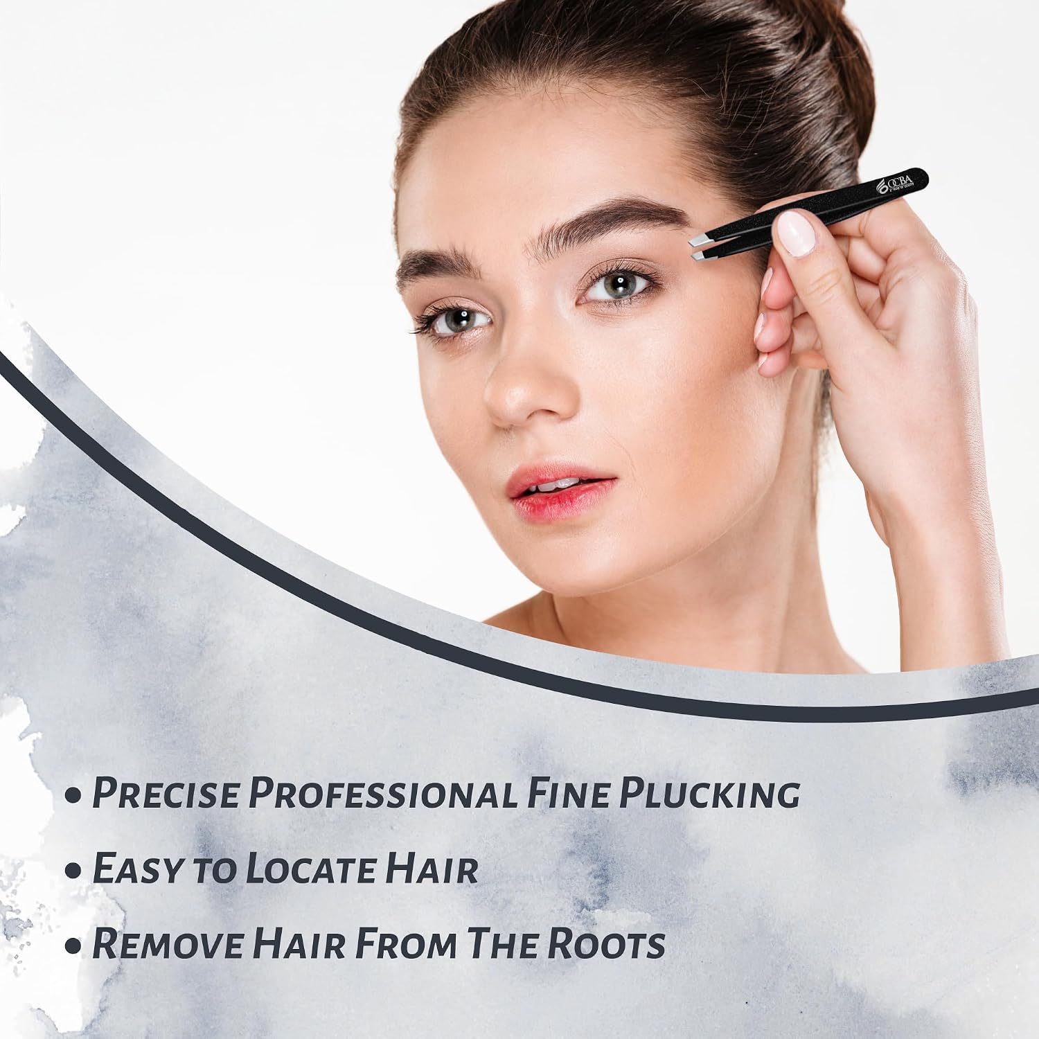 1 Pcs Tweezers for Facial Hair Women & Men for Precise Grooming of Eyebrows - Professional Stainless Steel Black Color Coated Eyebrow Tweezers for Ingrown Hair on Nose Ear (1 Pack Black) thumbnail