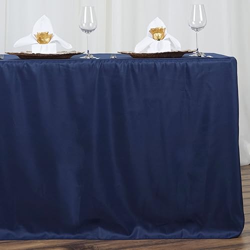 Miniatura 2 de BalsaCircle Mantel de poliéster ajustable azul marino de 6 pies para bodas, fiestas, eventos, mantelería