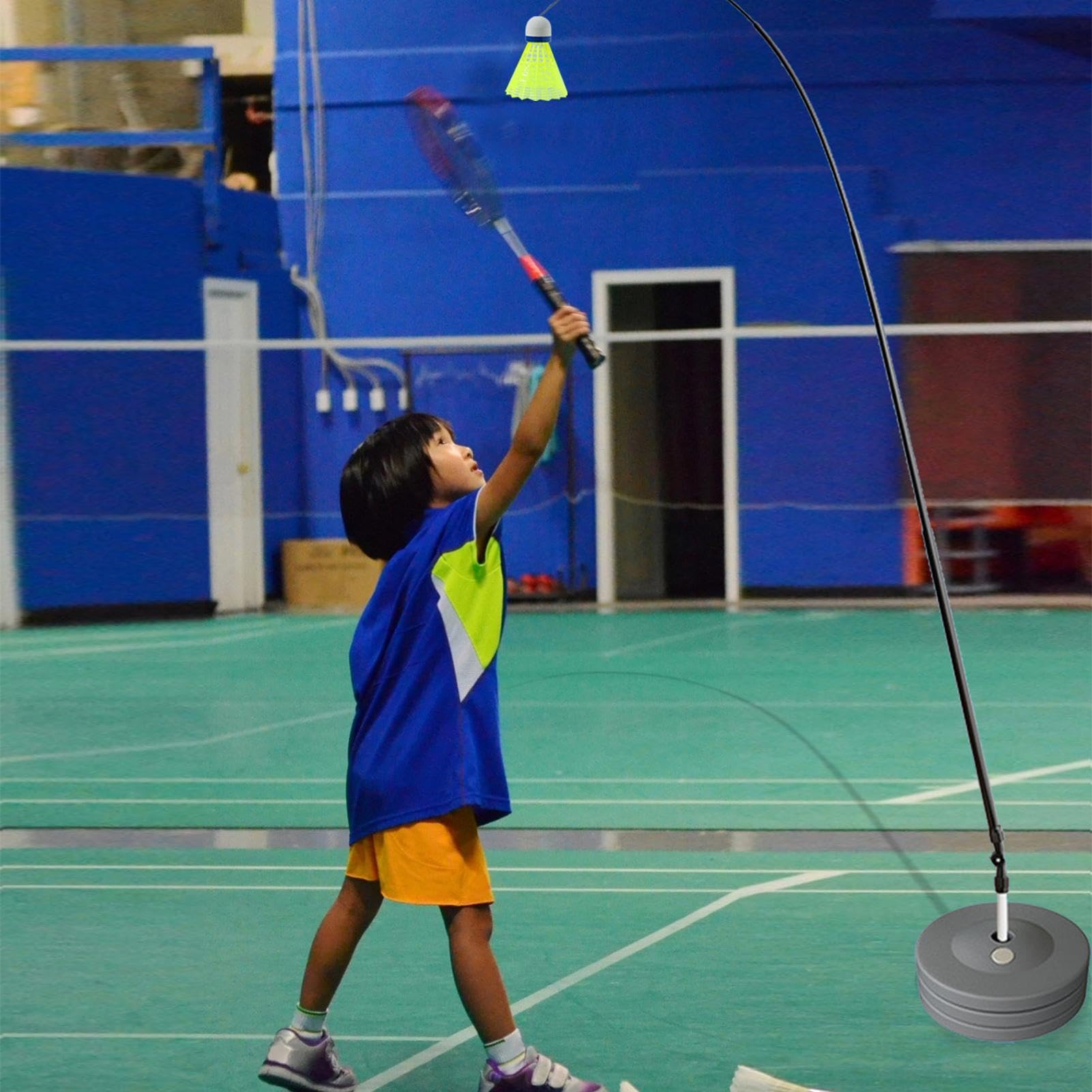 Attrezzo per allenamento di rimbalzo per giocatore singolo, strumento di allenamento per badminton, attrezzatura sportiva per auto-pratica, strumento per migliorare lo sviluppo delle abilità per | allenamento per badminton, attrezzatura sportiva per auto-