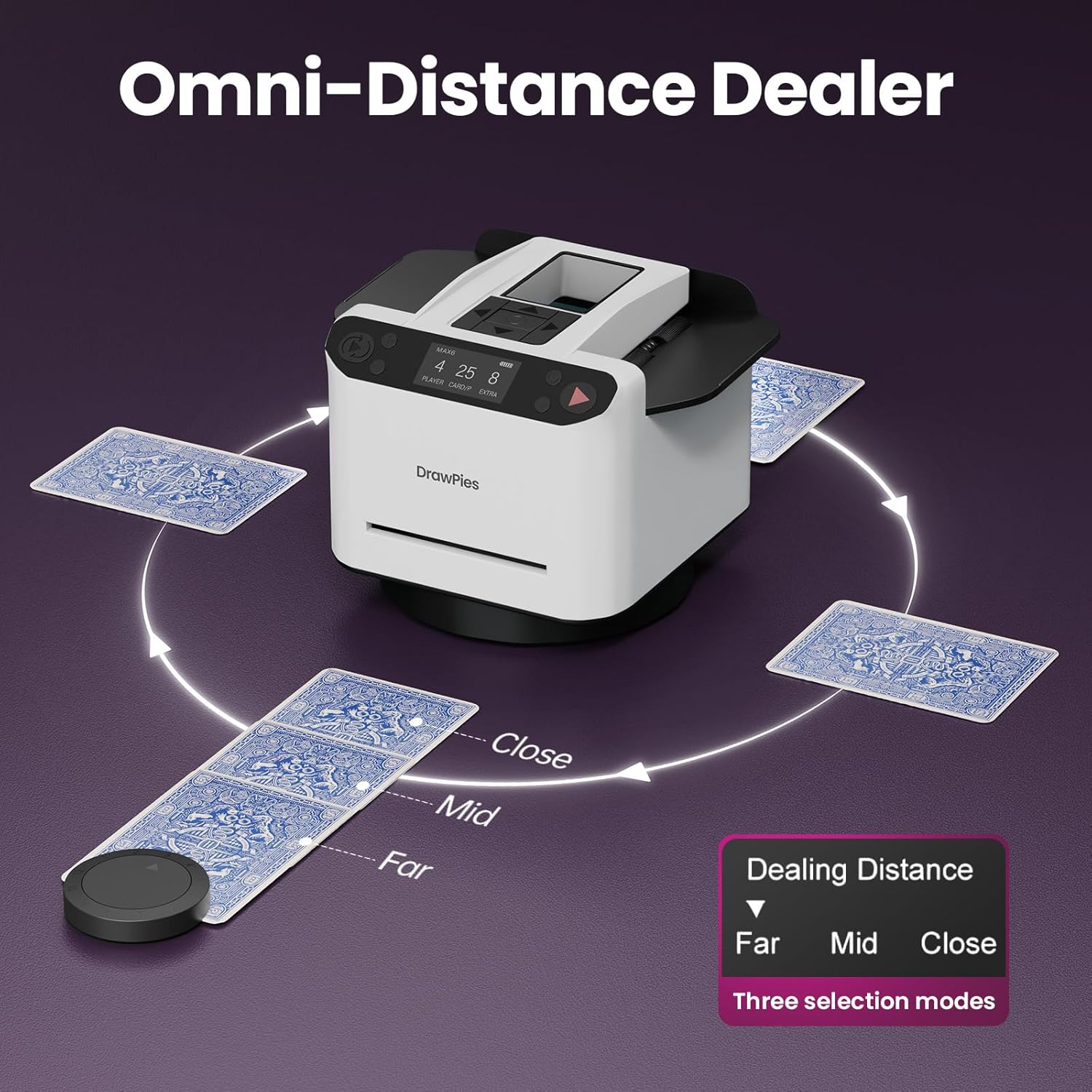 Automatic Card shuffler and Dealer 2-in-1 Machine 2026, 8 Remotes, Dealing Machine for 1-12 Players, Rotatable 180°/360°, Ultra Quiet, Rechargeable, for Board Game and Poker, Casino Card, UNO