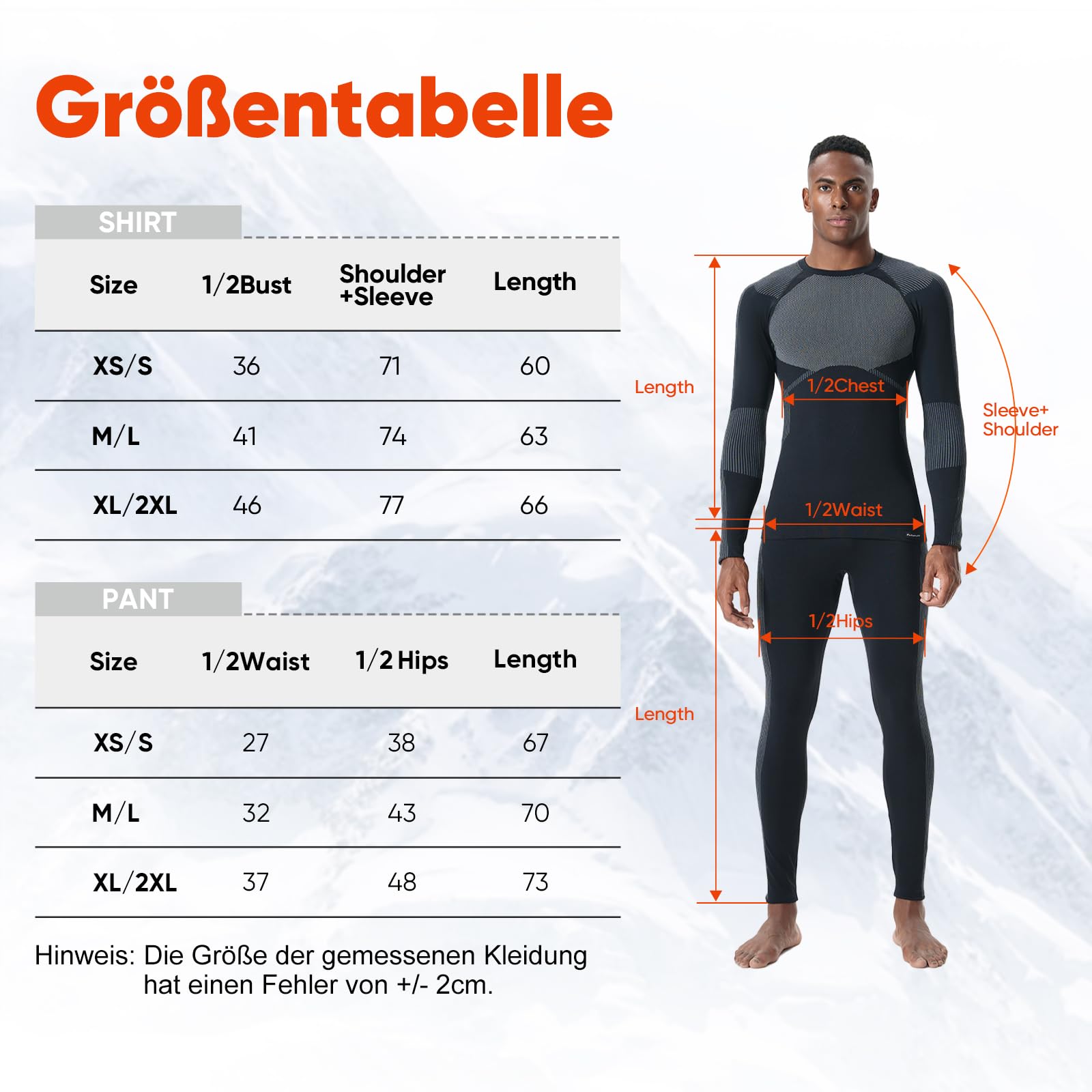 FlowFlex Herren Funktionswäsche Skiunterwäsche Herren Set,Thermounterwäsche Männer Sport für Joggen,Radfahren,Fußball,Skifahren,Motorrad