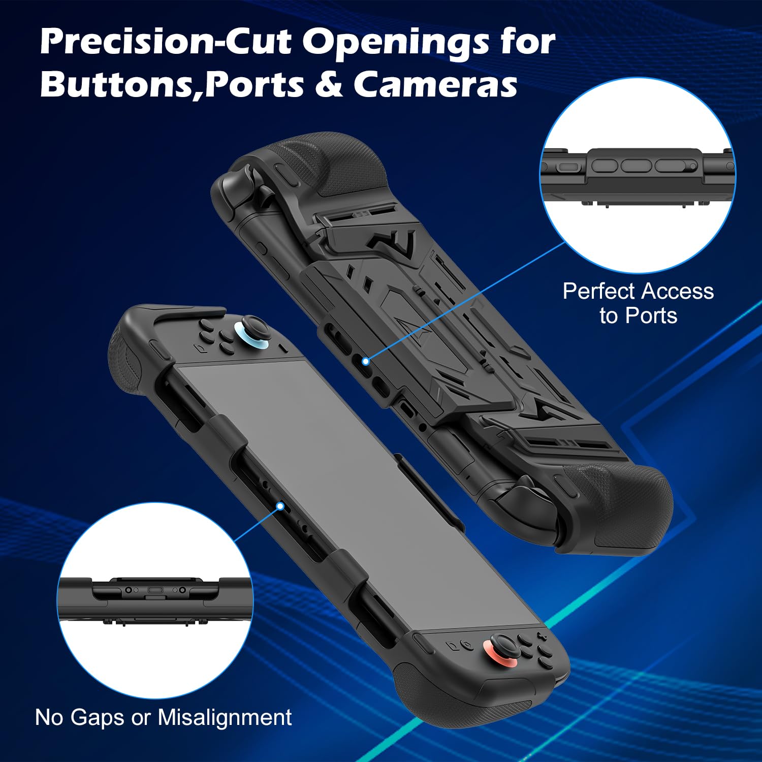 Protective Case Compatible with Nintendo Switch 2, Dockable Stand[UPGRADED ARMOR]Protector Cover, Magnetic JoyCon Friendly, Cooling Ergonomic Design, Comprehensive Drop & Scratch Resistance(Black) - Image 7