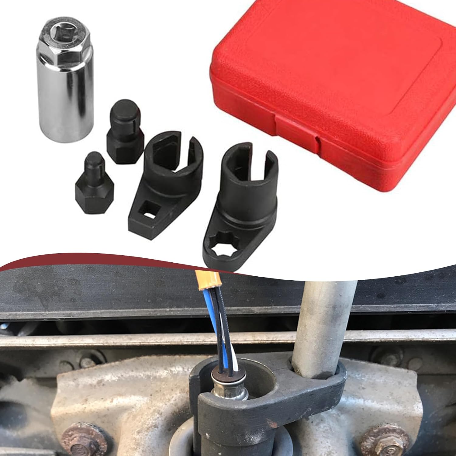 O2 Sensor Socket, Oxygen Sensor Socket Set Wrench Remover Tool and Thread Chaser Set, Automotive Tool O2 Sensor Socket Set for Removing and Install Oxygen Sensors, Car Accessories