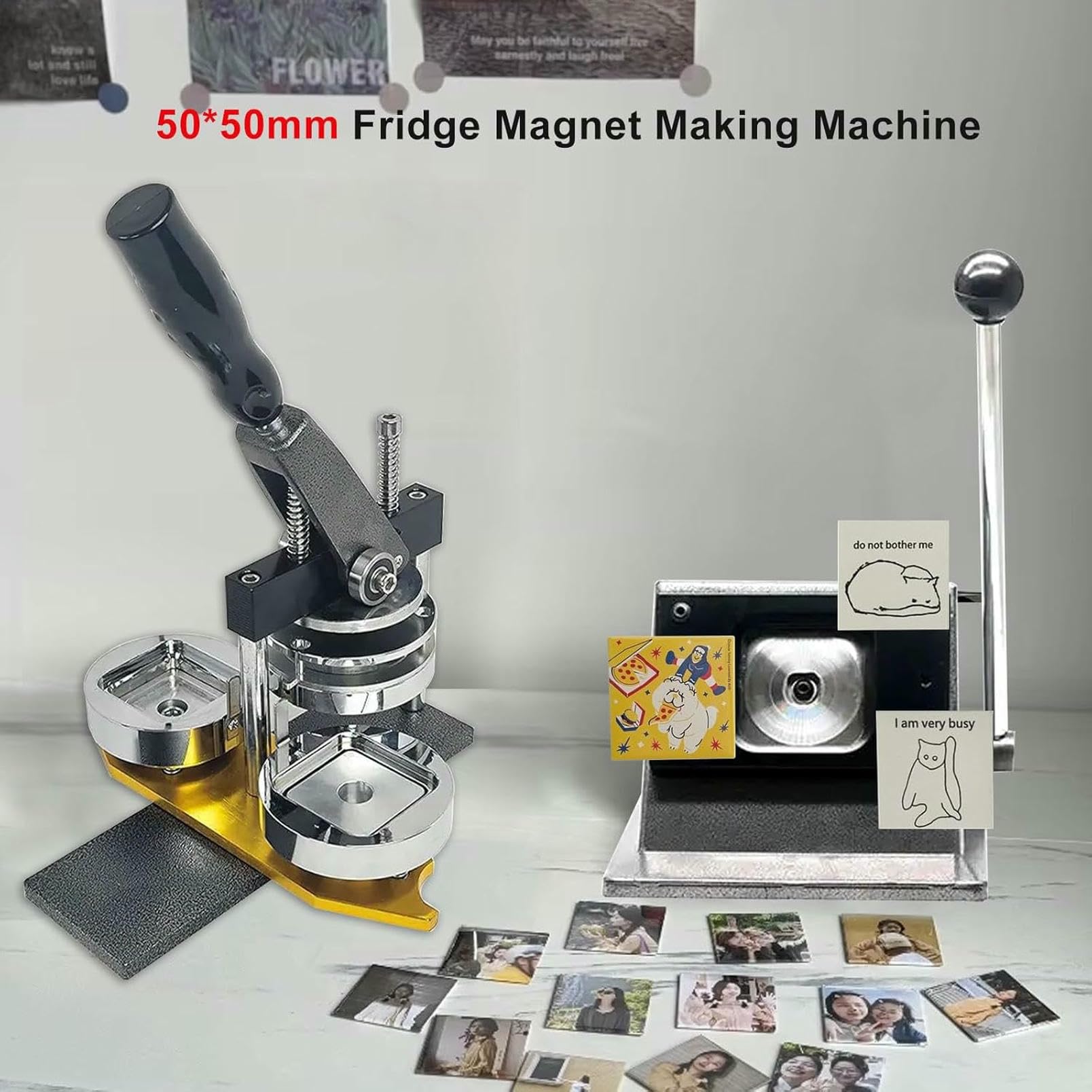 MRKU 50 x 50 mm quadratische Kühlschrankmagnete, Buttons, personalisierte Foto-Dekorationsmagnete