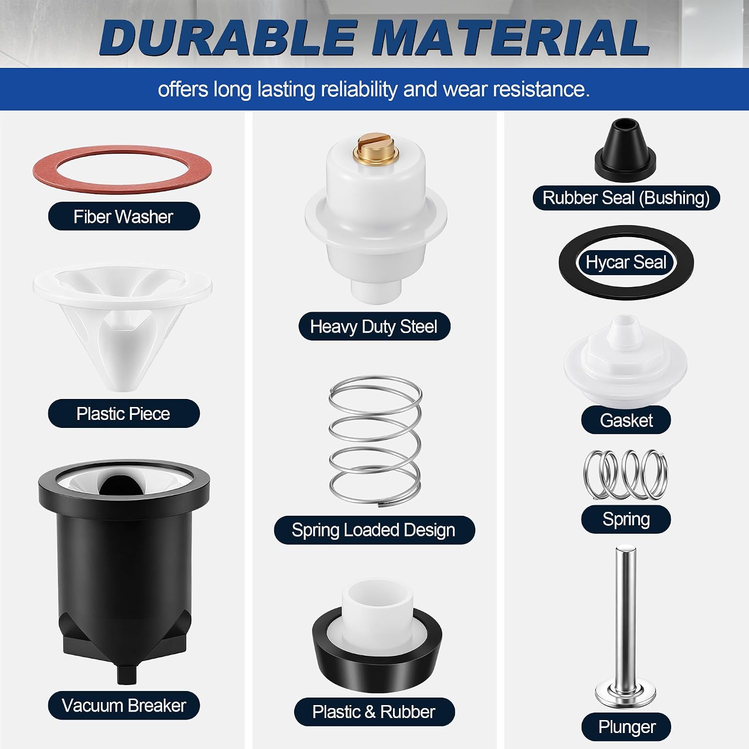 Flush Valve Repair Kit, Compatible with B-50-A/H-541-A/V-551-A, Compatible with Sloan Regal Flushometers, Includes Handle, Vacuum Breaker and Control Stop Repair Kit (1")
