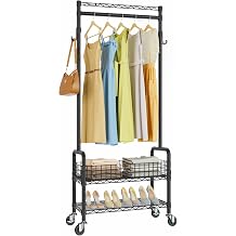 VIPEK R1 Rolling Clothes Rack with Removable Basket, Black