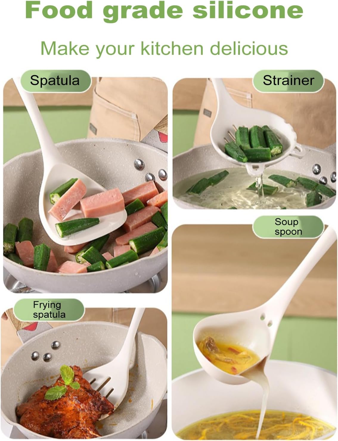 Kitchen Set Silicone Cooking Utensil Set Food Grade Kitchen Gadgets Spatula Set for Non-stick Cookware 8 Piece