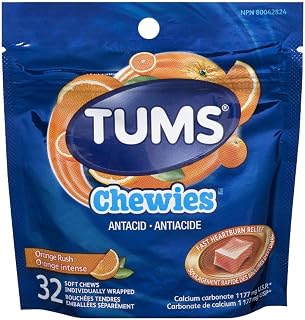 TUMS Chewies Antacid, ORANGE RUSH, 32 soft chews