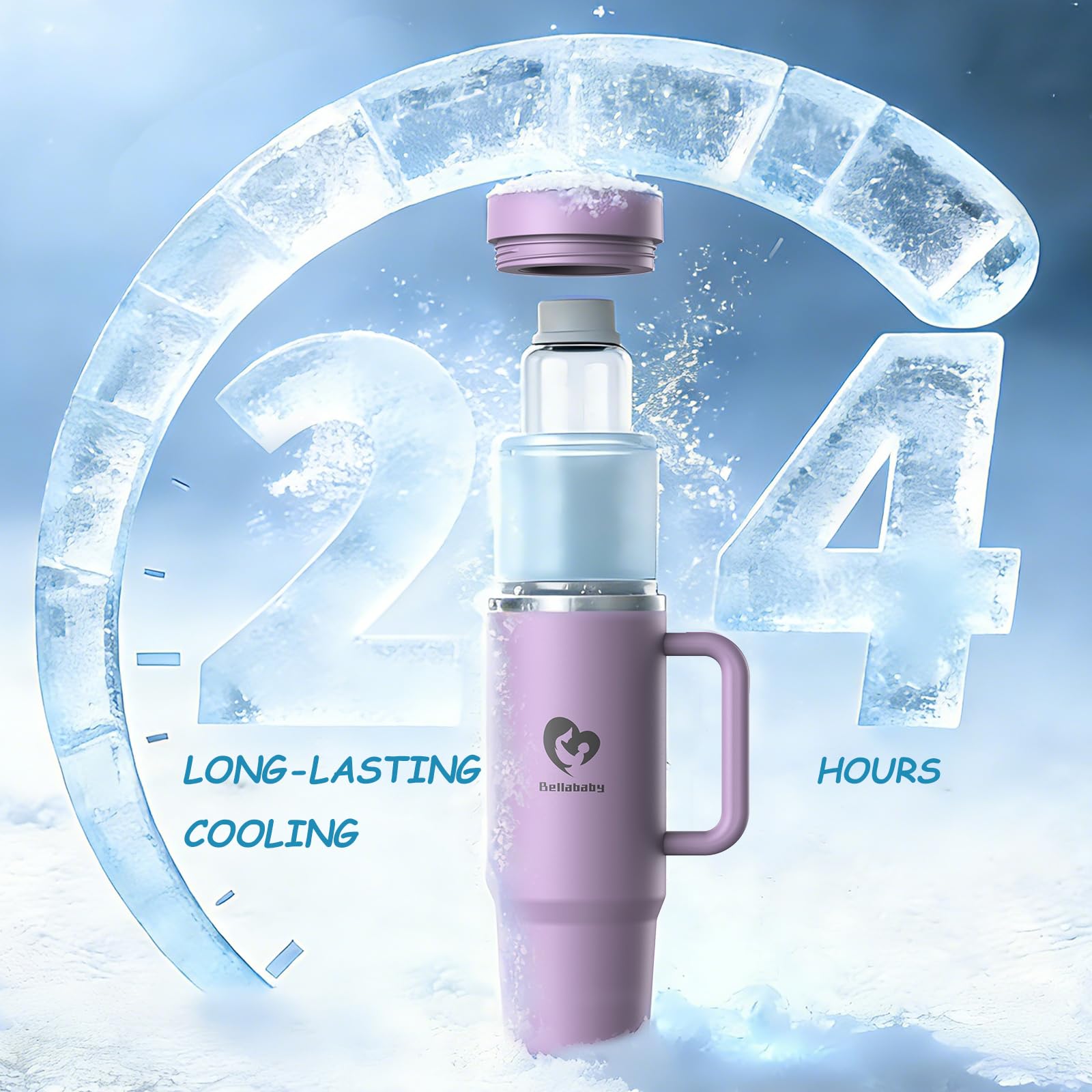 Bellababy Portable Breast Milk Cooler for Travel 24H+ 360° All-Round Cooling Breast Milk Chiller with 18oz BPA-Free Bottle - Image 2