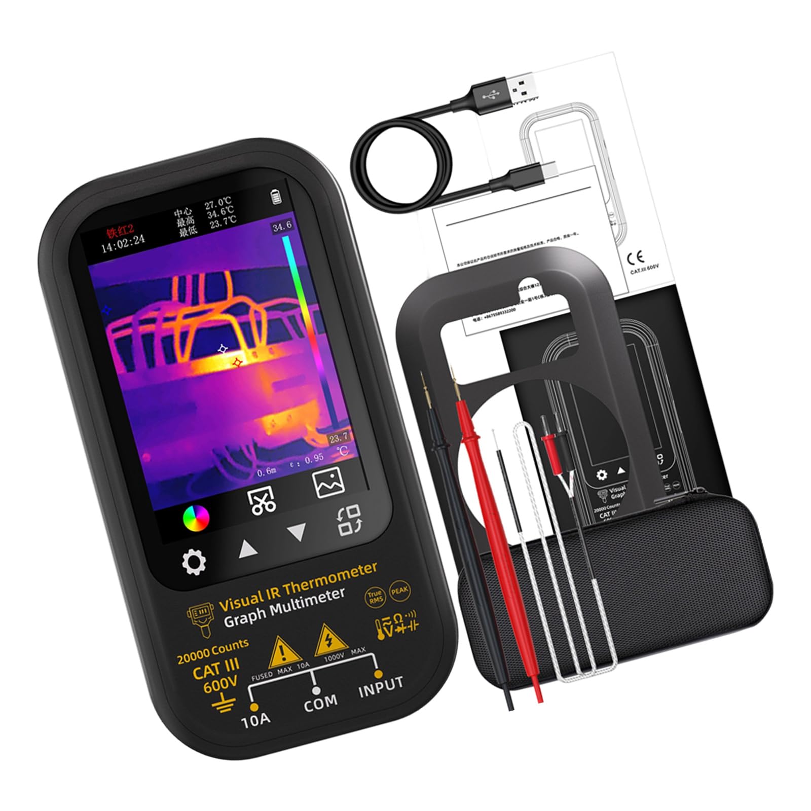 Multifunctional Thermal Detectors Thermal Imaging Multimeter & Thermometers for Facility Management Imaging Camera High Resolution