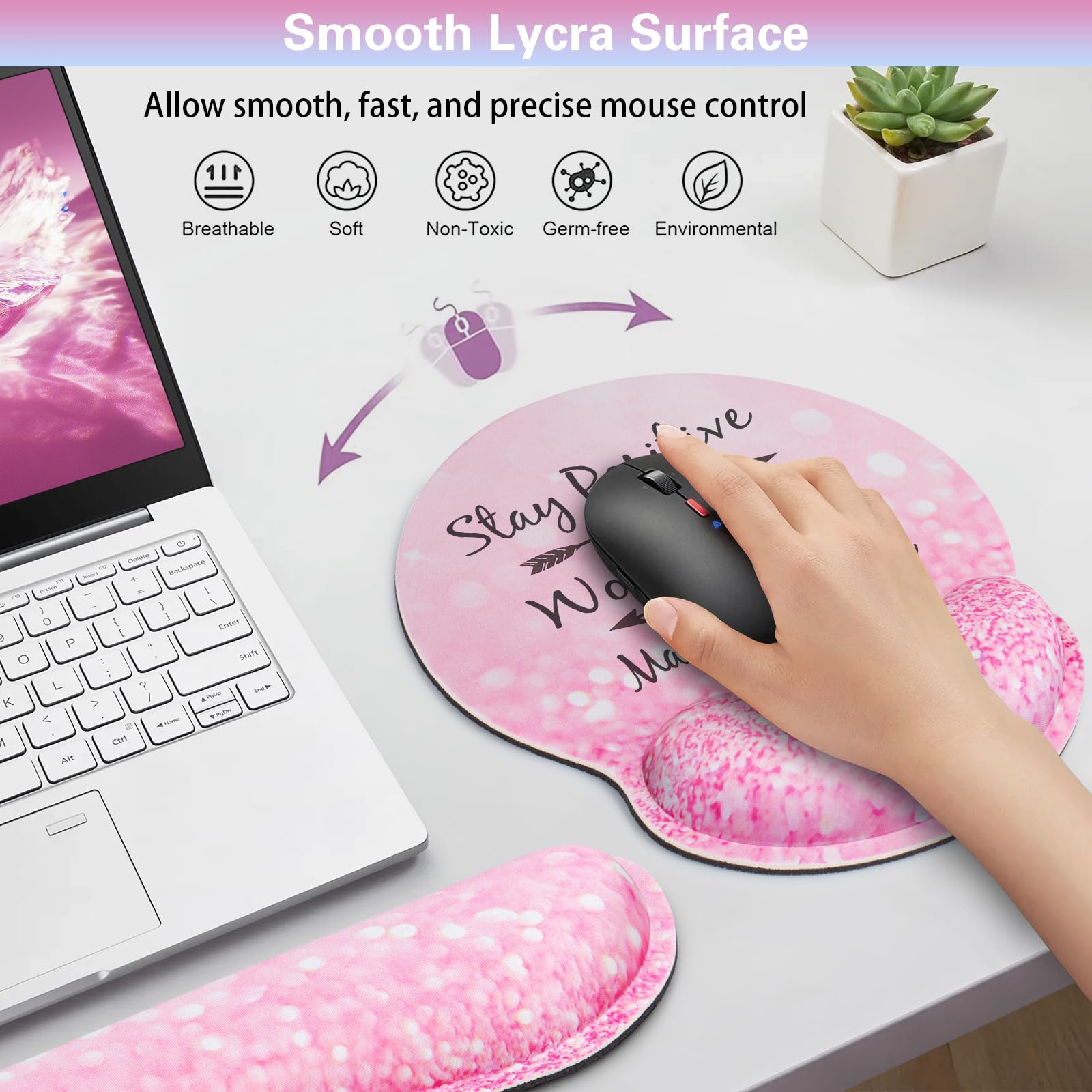 Qomalama 3-in-1-Mauspad mit Handgelenkauflage, Handgelenkstütze, Mauspad, Tastatur-Gel-Handgelenkauflage, Becher-Pad, ergonomisches Mauspad, lindert Handgelenkschmerzen, rutschfestes Computer-Mauspad