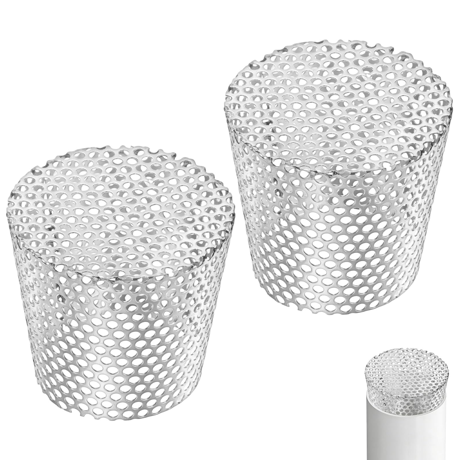 M METERXITY 2-Pack Termination Mesh Screen Vent Covers, 4.33-3.34 Inch ID Stainless Steel Conical Exhaust Pipe Cover Strainer for Preventing Birds/Leaves/Debris from Entering [Silver]