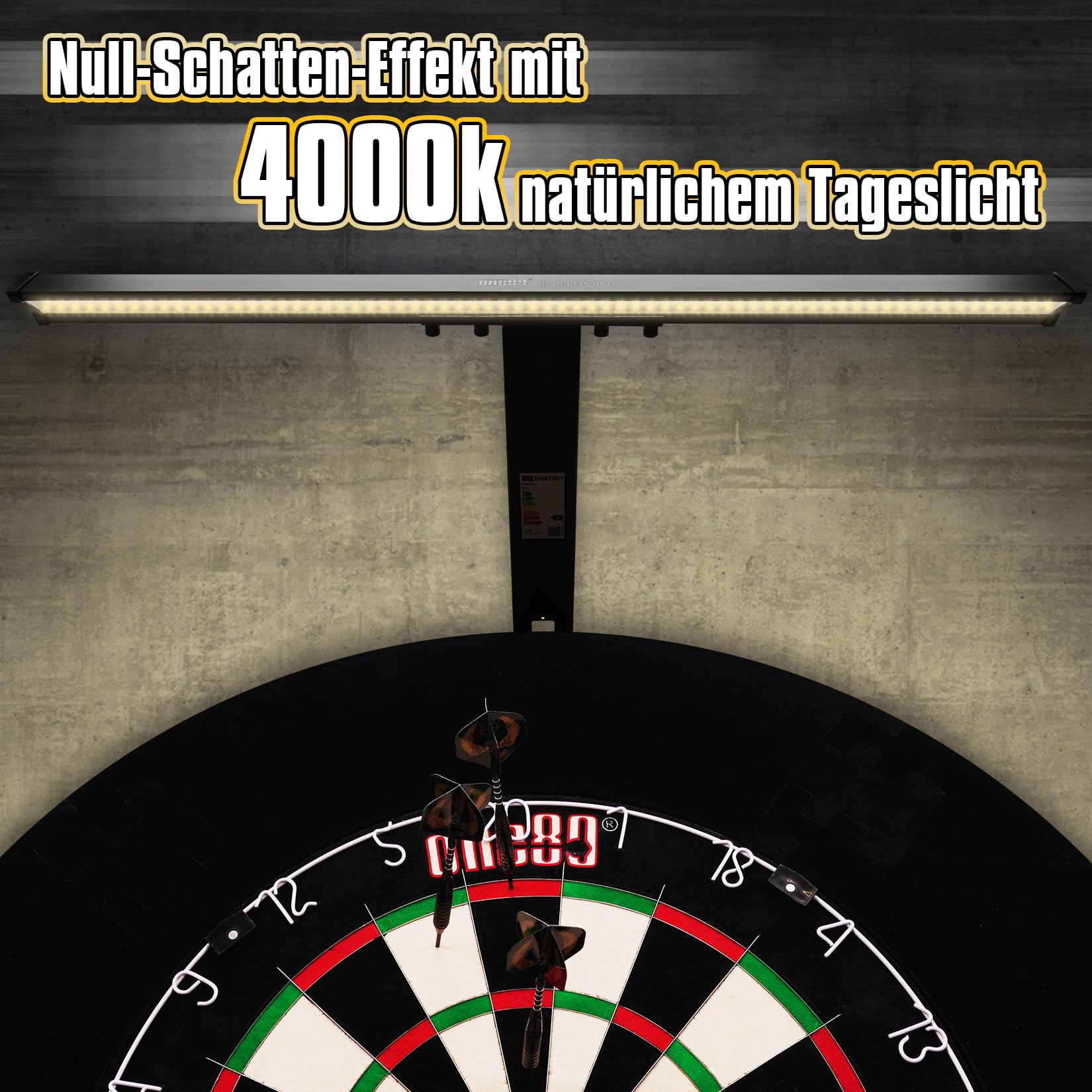 ONE80 Dartscheibe Beleuchtung Dart Illumina LED Beleuchtung für Dartscheibe Kork Dartscheibe Elektronisch Dartboard licht System Dartboard Beleuchtung System mit gebrandetem kleinen