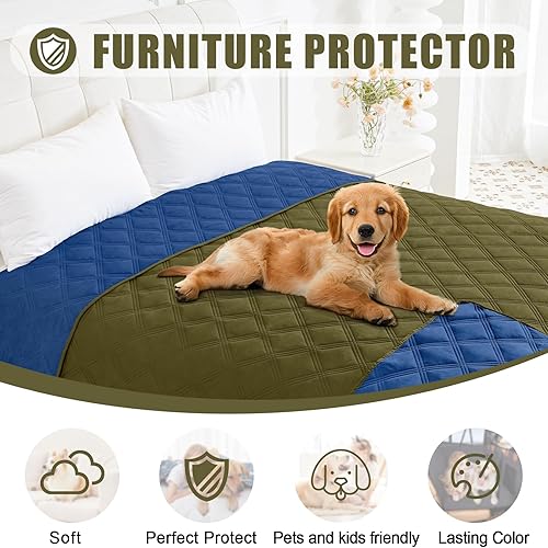 Miniatura 8 de Smiry Manta impermeable para cama de perro de 30 x 70 pulgadas, suave manta reversible para mascotas, lavable, a prueba de fugas, para sofá,