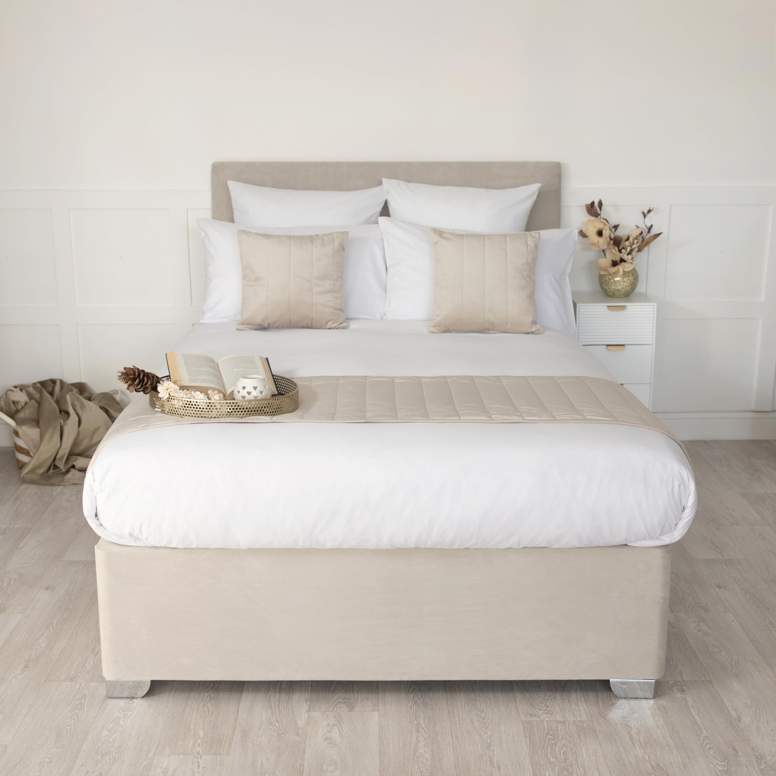 Belledorm Boxspring-Bezug – Verwandeln Sie Ihr Bett mit diesem vollelastischen Wildlederimitat & Stretch-Rundum-Bettvolant für 4 Seiten (Leinen, Twin/Twin XL)