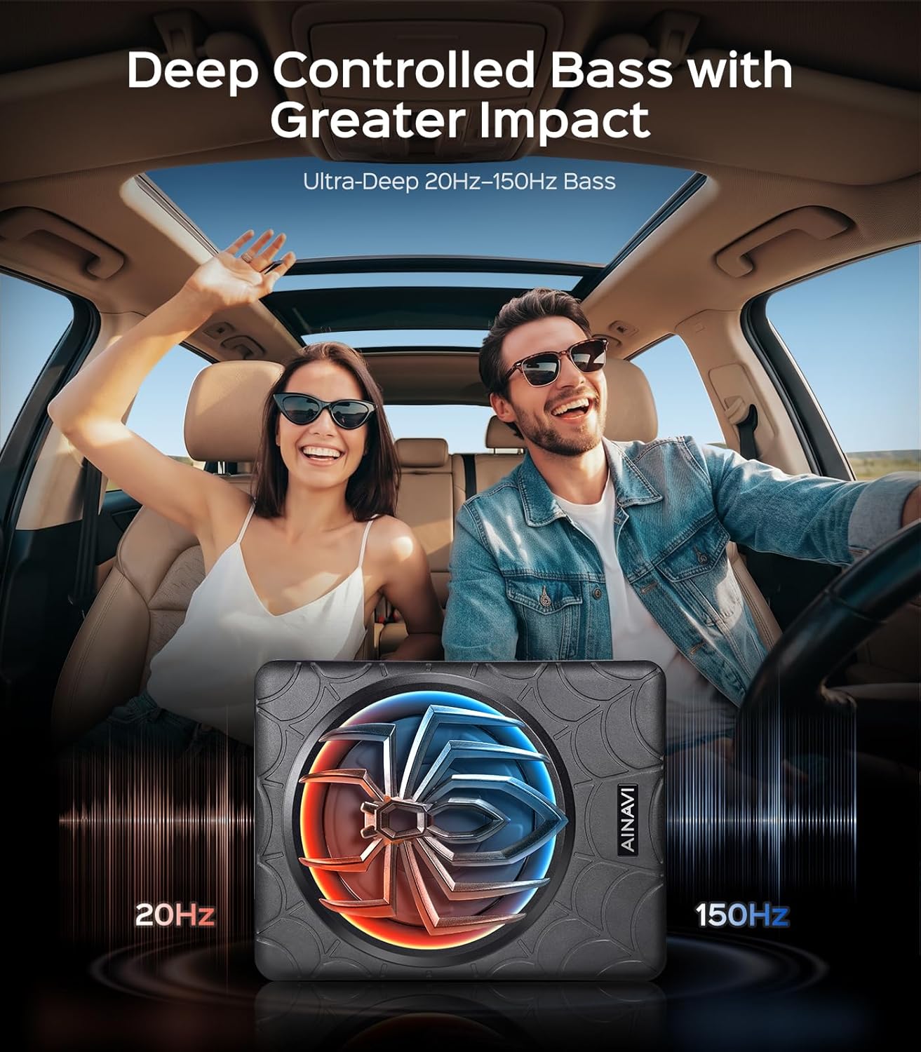 AINAVI 1200W Slim Active Car Subwoofer, 10" Under Seat Powered Sub for Car/Truck with Built-in RGB Rhythm Light, Amp, Includes Mounting Wire Kit, CX10 6 71AEECIdMFL. AC SL1500