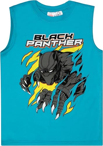 Miniatura 4 de Marvel Avengers Spider-Man Black Panther Miles Morales - Conjunto de camiseta de manga corta para niños, camiseta sin mangas y pantalones cortos