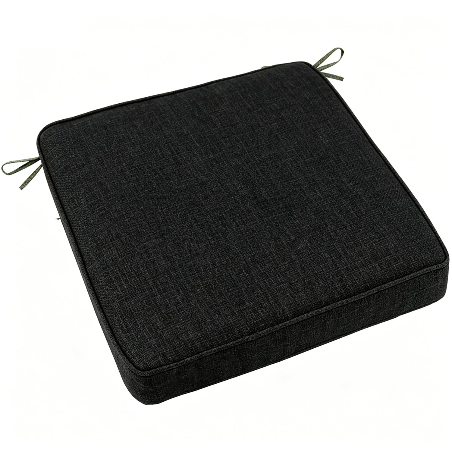 PLCIVSA Square Seat Cushions 25×25/30×30/45×45/50×50cm for Kitchen Chairs/Dining/Office,Memory Foam Chair Pads with Ties & Non-Slip Bottom,Washable Removable(Black,45x45x3cm)