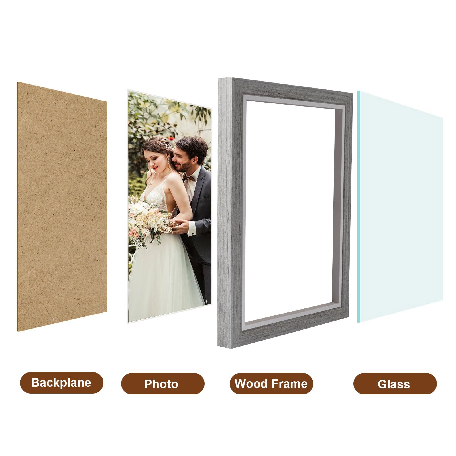 Cornice Doppia Pieghevole 13x18 Cm Legno - Portafoto Da Tavolo | Con Vetro | Bianco - Foto 3