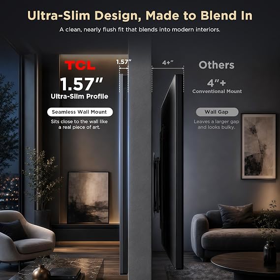TCL 75-Inch Designer Series QD-Mini LED TV, 4K Google Smart TV, 75A400U
