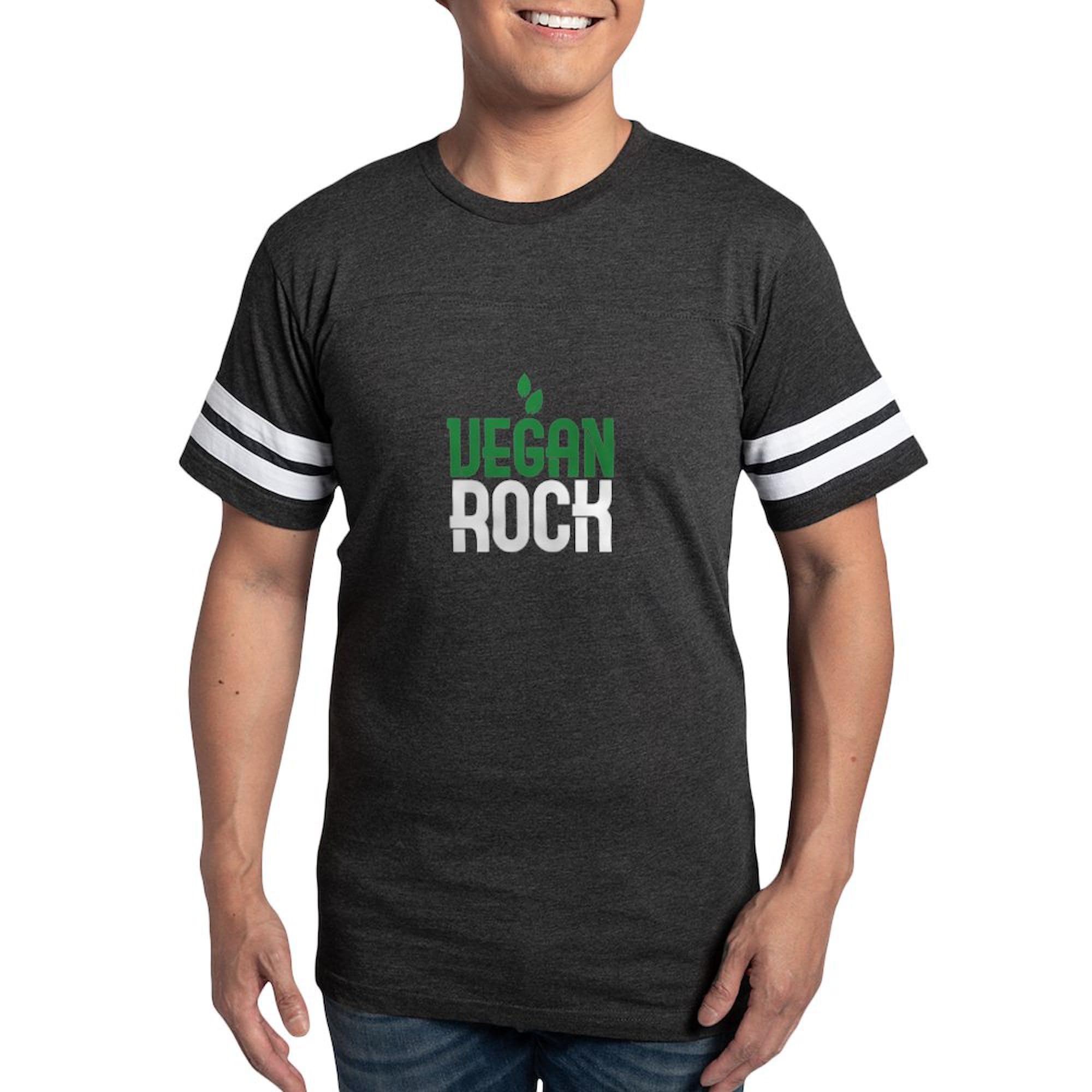 CafePress Vegan Rock Vegetarian Veganism Wellness He T Shirt Men's Football T-Shirt Smoke Gray