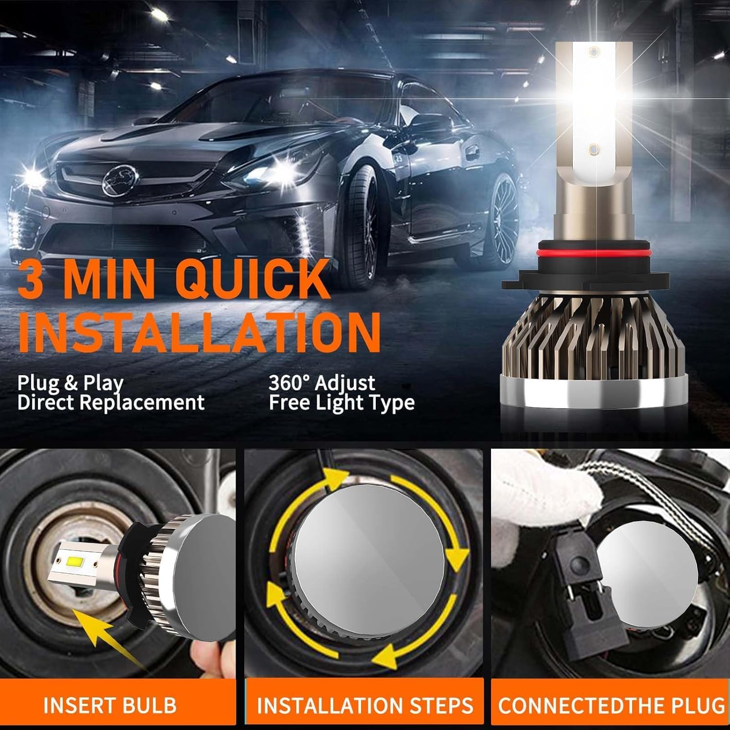 Fit For Nissan Frontier 2005-2019 Bulbs, 9007 High Low Beam+H11 Fog Lights Bulbs Kit, Plug and Play, Pack of 4