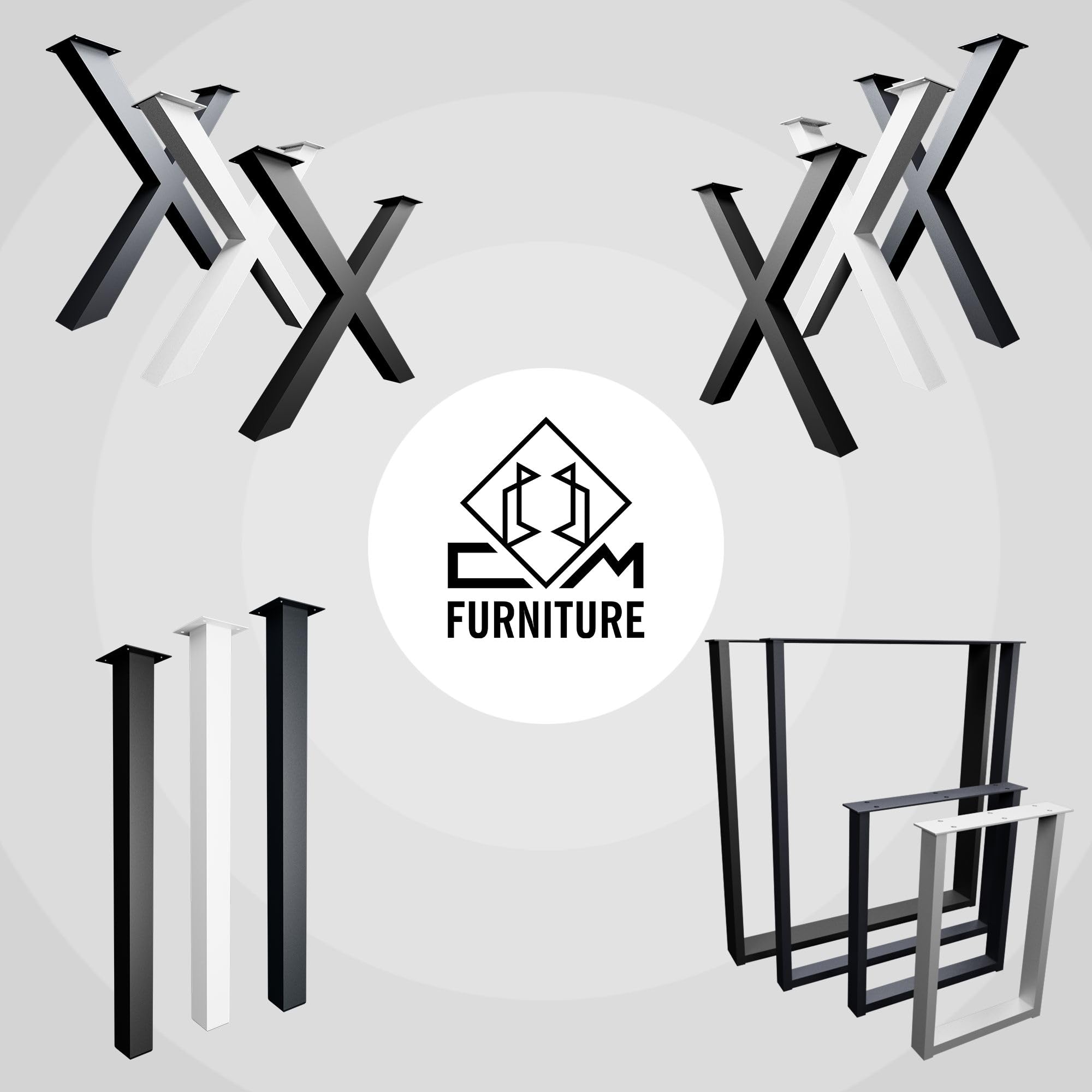 Estructura de la Mesa Acero Forma de X Blanco Altura 72 cm Anchura 60 cm Patas de la Mesa Metal Regulables en Altura Pies de Banco Esquineros Correderas Fácil Montaje 2 Piezas