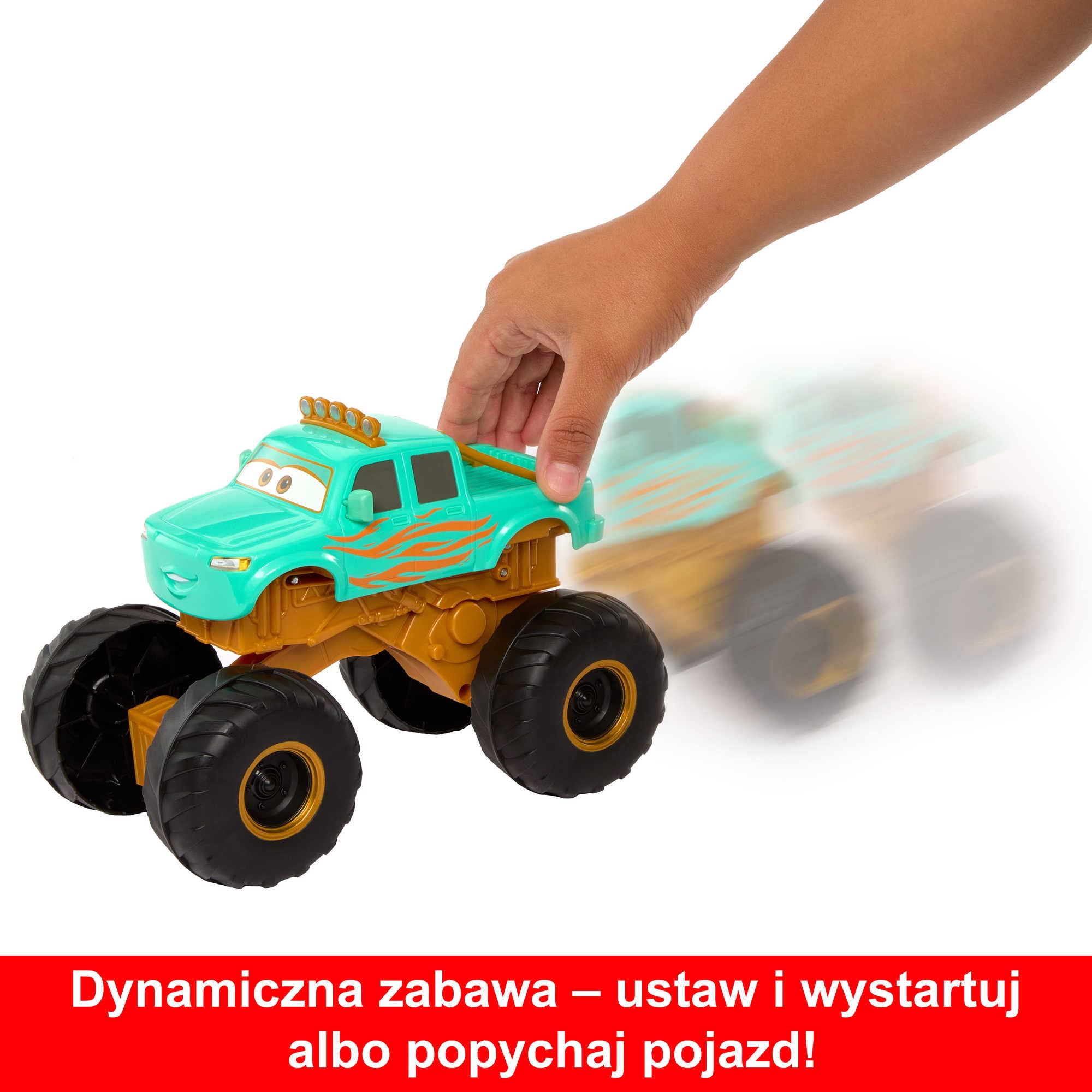 Mattel Disney Pixar Auta w trasie Ivy – Cyrkowe sztuczki, Pojazd kaskaderski, Monster Truck inspirowany serialem na Disney+ HMD76