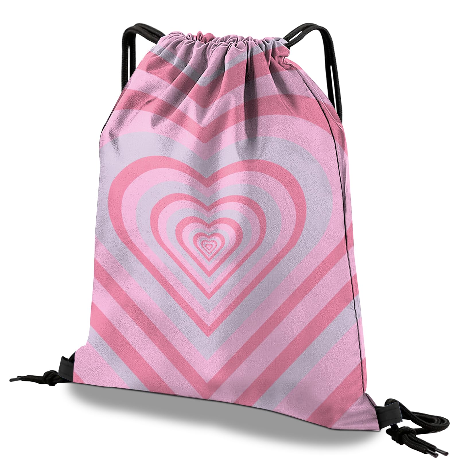 Deokke Drawstring Backpack Draw String Bag Waterproof for Sports Gym Beach Travel Cute Aesthetic Sackpack Men Women (13"×17") (S3-Pink Heart) — image 1