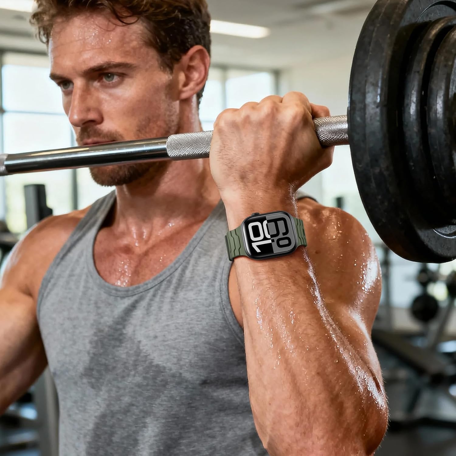 DaQin Sport Magnetic Band Compatible with Apple Watch Bands Men 44mm 45mm 46mm 42mm 49mm, Waterproof Silicone Strong Magnet Replacement Strap for iWatch Ultra 3 2 1 Series 11 10 9 8 7 6 5 4 3 2 1 SE