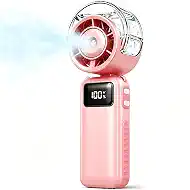 Portable Handheld Air Conditioner Fan -6000mAh Rechargeable Personal Misting Fan/Air Cooler,5Speed Foldable Mini Water Spray Cooling Fan,Turbo Hand Mist Fans for Home,Travel,Outdoor,Beach,Indoor-Pink