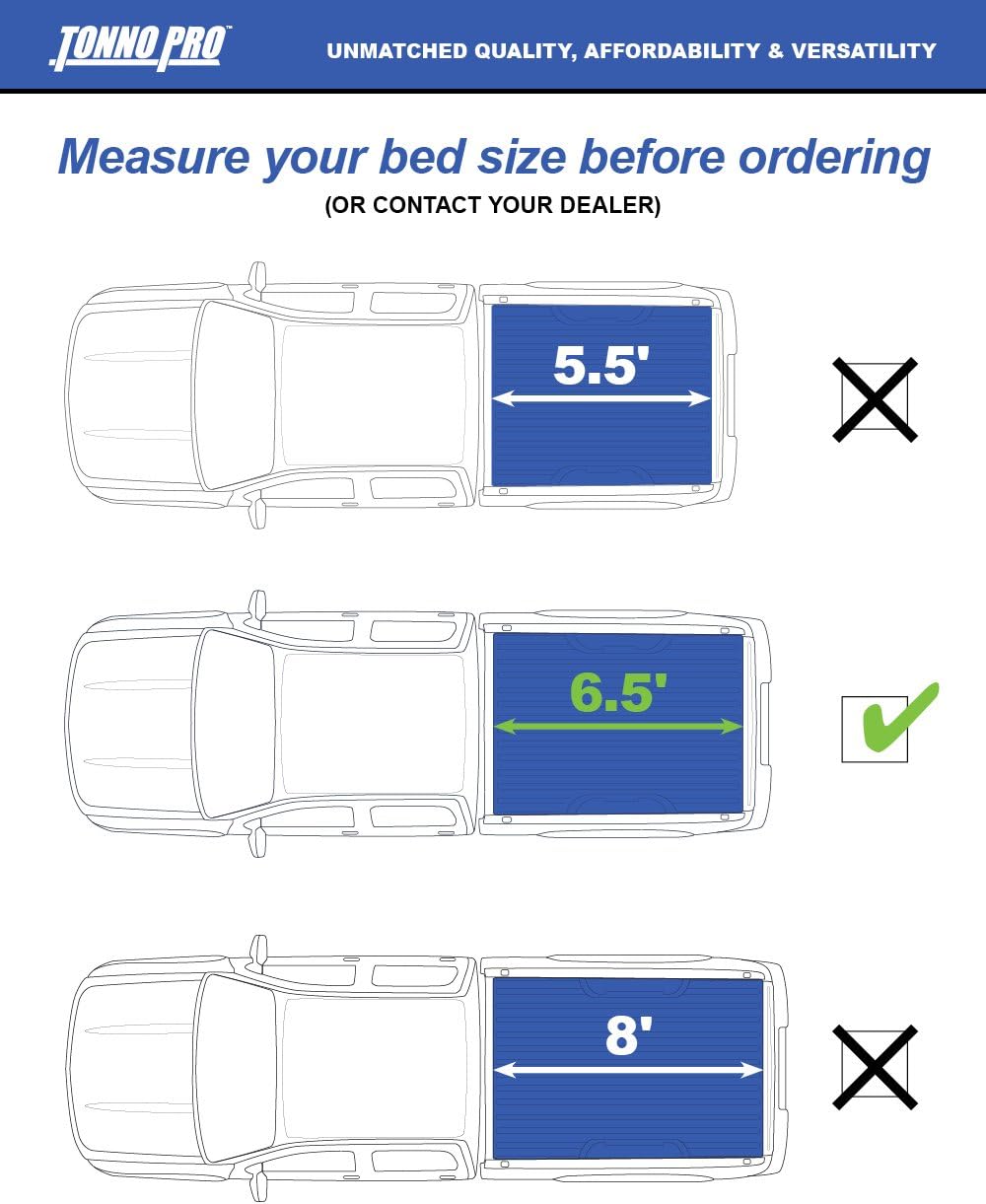 Tonno Pro Lo Roll, Soft Roll-up Truck Bed Tonneau Cover | LR-3065 | Fits 1973 - 1996 Ford F-150 6' 6" Bed (78")