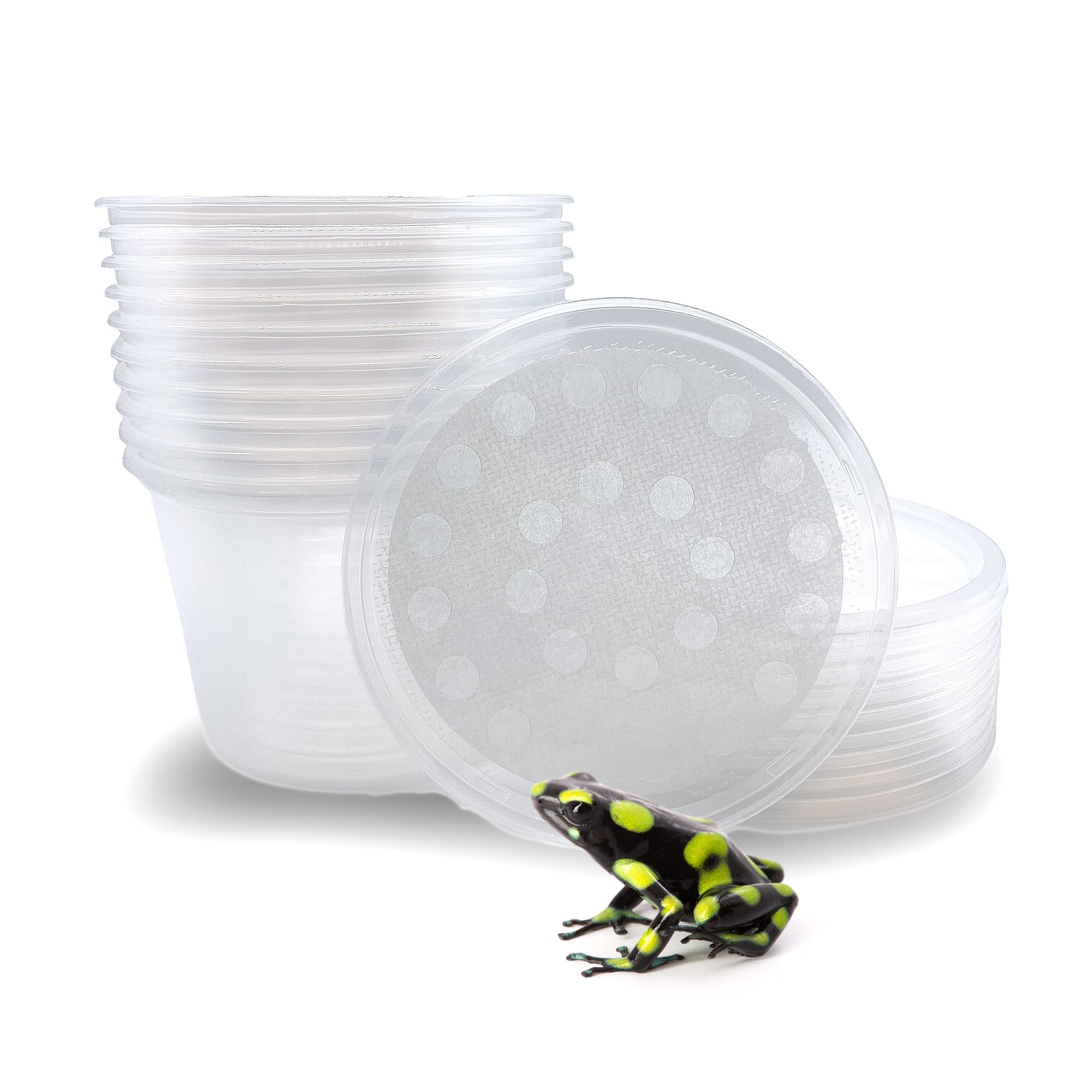 16 oz Deli Cup and Fabric Vented Insect Feeder lids by Snout & Shell - Pack of 10 Cups and lids