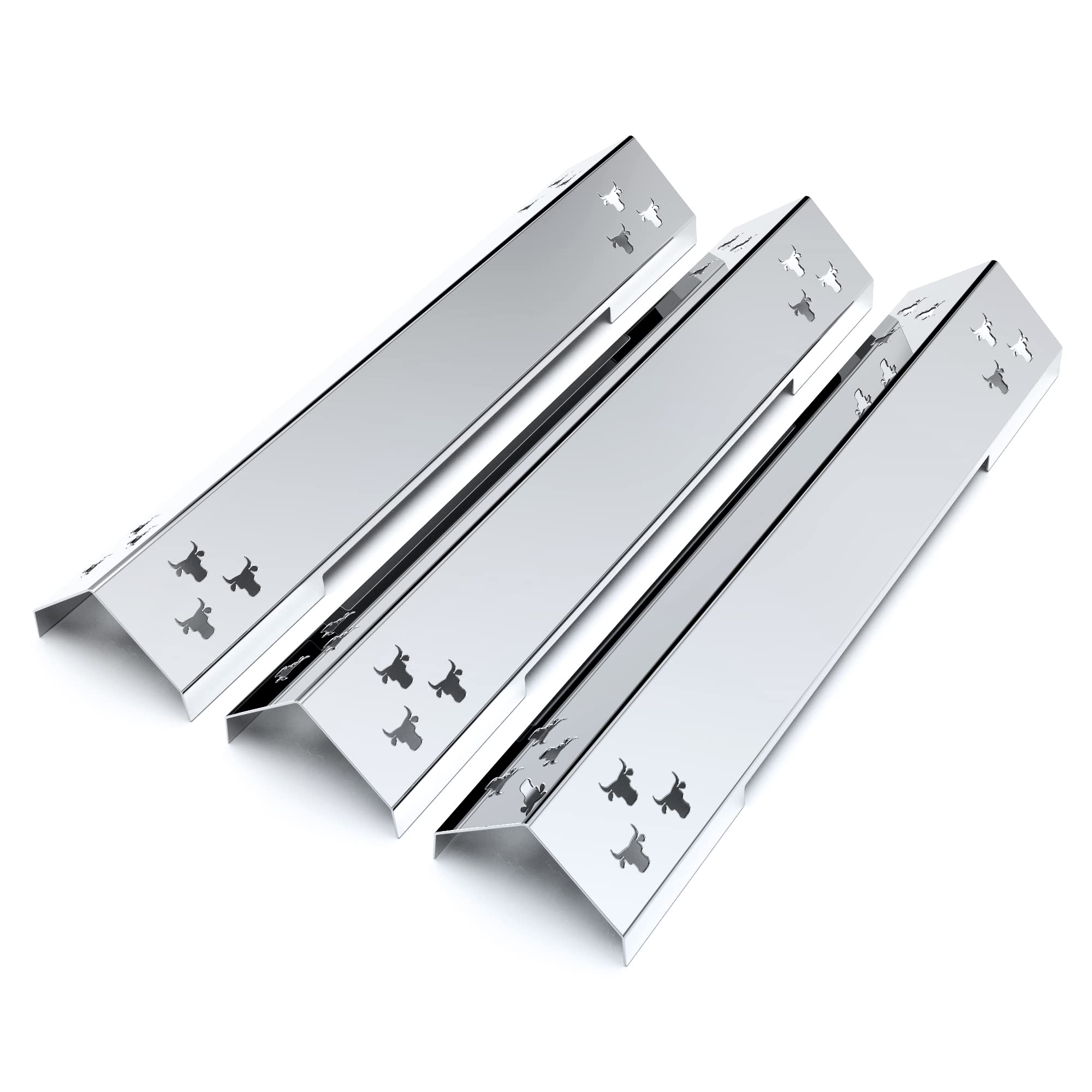 tuning-art GA29 Gasgrill Brennerabdeckung Edelstahl kompatibel mit Jamestown Knox 3-Brenner Gasgrills | Brennerschutz | Passgenau, Farbe:3er Set Chrom Bulle