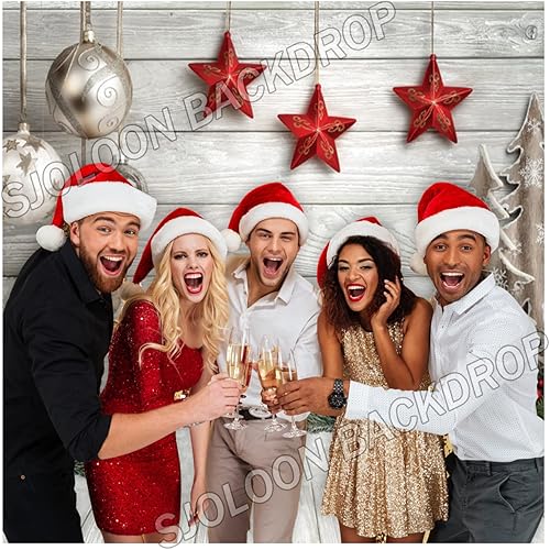 Miniatura 2 de SJOLOON Esferas de fondo de Navidad de madera blanca, telón de fondo de fotografía de Navidad para fotografía de fondo de estudio, fondo de estudio